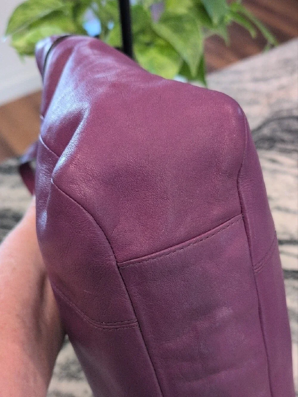 COACH Zoe Purple Glove-tanned Leather Studded Shoulder Bag